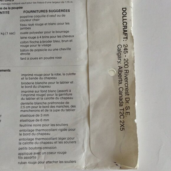 Dollcraft Uncut Pattern # 101 Vintage 1982 Candy Family Cinnamon Suzie Rag Doll - Picture 6 of 7